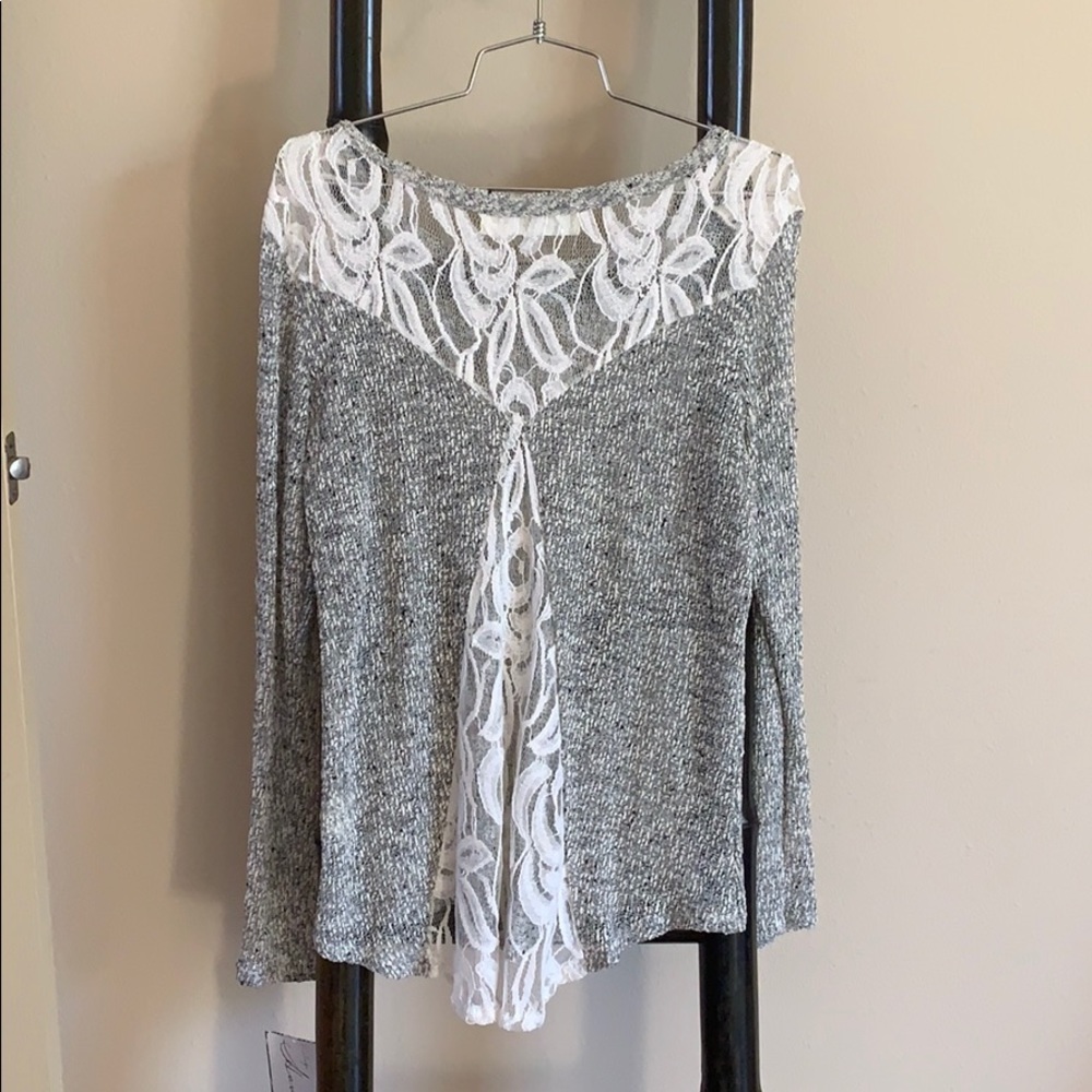 Lace back sweater